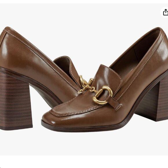 NEW MARC FISHER Harlae Heeled Bit Loafers nut for women 253 - Picture 1 of 7